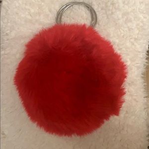 Red faux fur handbag